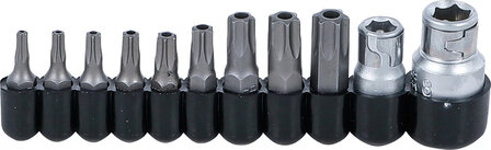 Bit Set | 10 mm (1/4) / 10 mm (3/8) drive | T-Star tamperproof (for Torx) | 11 pcs.