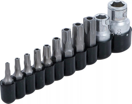 Bit Set | 10 mm (1/4) / 10 mm (3/8) drive | T-Star tamperproof (for Torx) | 11 pcs.