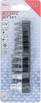 Bit Set | 10 mm (1/4) / 10 mm (3/8) drive | T-Star tamperproof (for Torx) | 11 pcs.