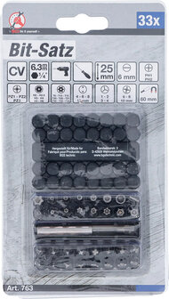 Bit set short (1/4) different profiles 33-piece