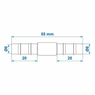 Hose nozzle straight 8mm per piece