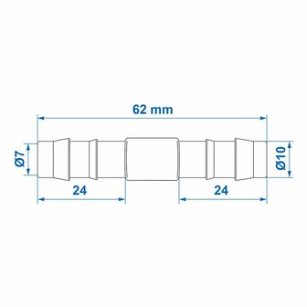 Hose nozzle straight 10mm per piece