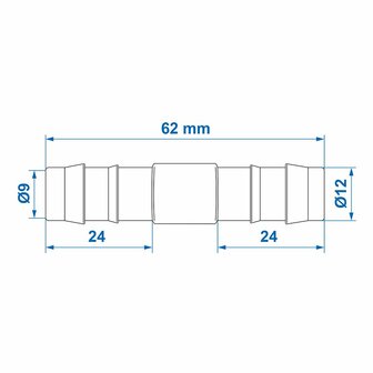 Hose nozzle straight 12mm per piece