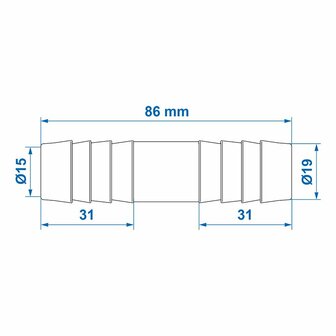 Straight hose nozzle 19mm per piece