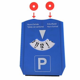 Parking disc NL/D/F/GB with ice scraper shopping trolley coins