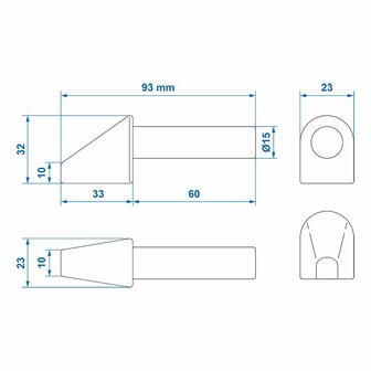 Weld-on thumb 50mm for flap hinge