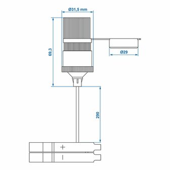 Cigarette lighter socket with battery clamps 12V/24V-16A
