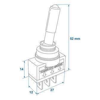 Toggle switch LED green 12V-max. 20A