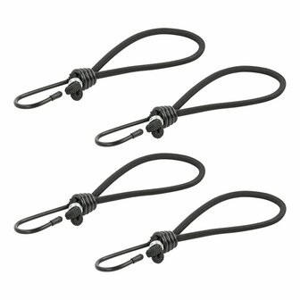 Tent tensioner elastic black with hook 4 pieces