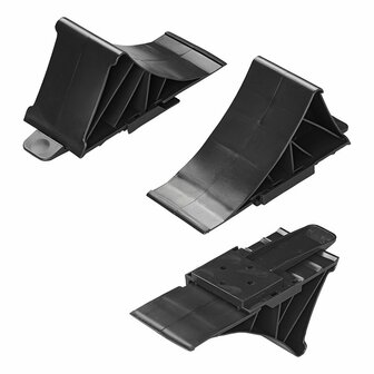 Plastic wheel chock black incl. holder flat
