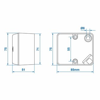 Rear fog light 75x85mm