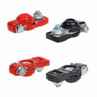 Battery terminal clamps set (+) and (-) with plastic protection red/black