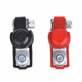 Battery terminal clamps set (+) and (-) with plastic protection red/black