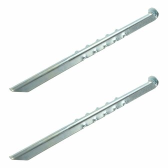 Tent peg 40cm metal ribbed 2 pieces in polybag