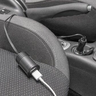 Extension cable 1M with USB charger 2-way type A 12V/24V