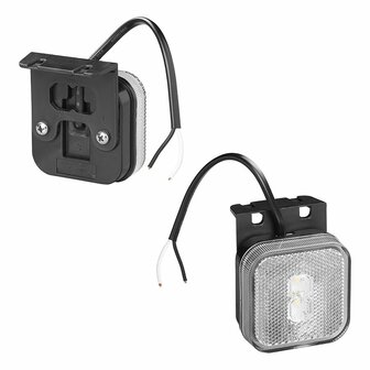 Marker light 12/24V white 65 x 65 mm LED with holder
