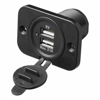 USB flush-mounted box double type A 3100mA 12V/24V