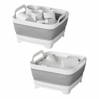 Foldable washing-up bowl with drain plug