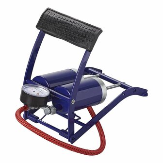 Foot pump double cylinder with pressure gauge