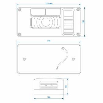 Rear light 6 functions 215x100mm right