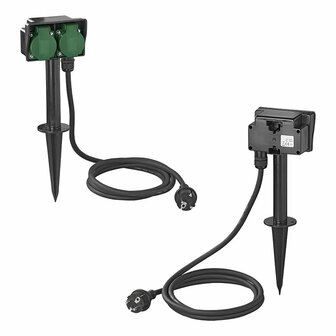Garden spike Schuko 2-fold 2M 3x2.5mm&sup2;