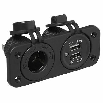 Installation kit: DIN socket + USB port double type A 2x2100mA