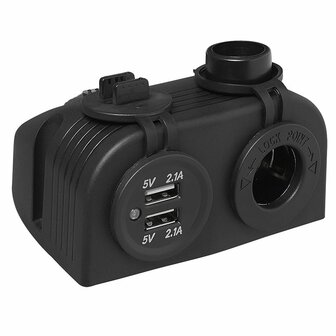 Surface-mounted kit: DIN socket + USB port double type A 2x2100mA
