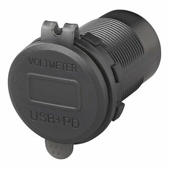 USB flush-mounted socket triple with 2x type A and 1x type C + voltmeter