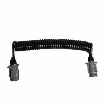 Spiral cable 4.5M with 2x plug 7-pin metal