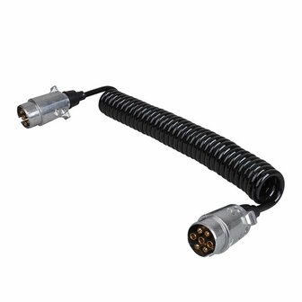 Spiral cable 4.5M with 2x plug 7-pin metal