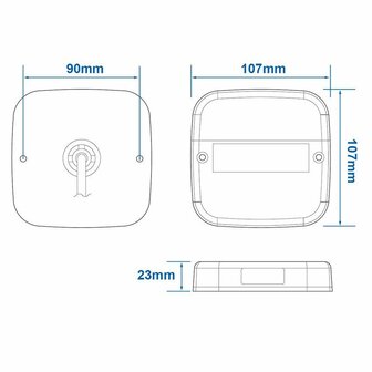 Rear light 12V 5 functions 107x107mm 8LED