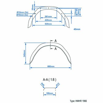 Metal mudguard angular 13 inch (1966)