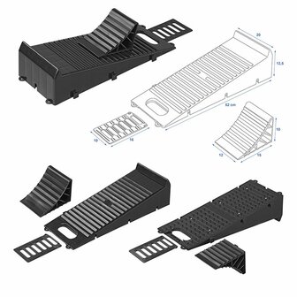 Ramp block with wheel chock black - set of 2