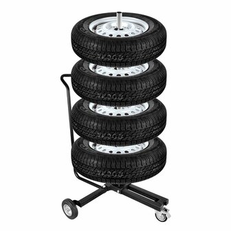 Wheel stand mobile with handle for 4 tyres