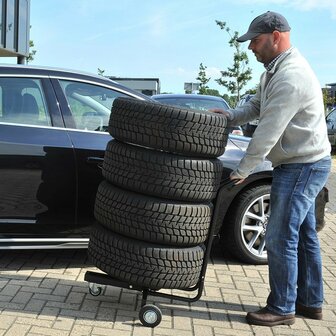 Wheel stand mobile with handle for 4 tyres