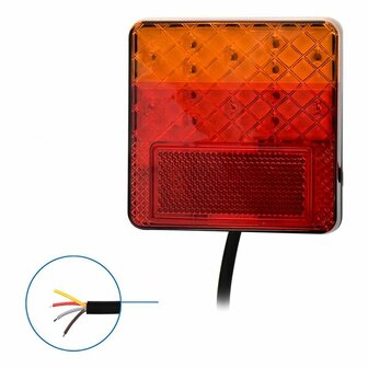 Rear light 12/24V 4 functions 100x100mm LED