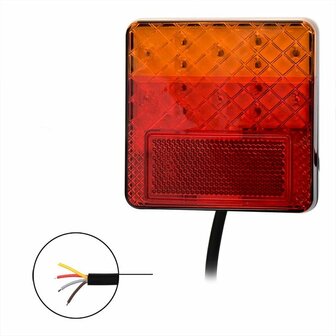 Rear light 12/24V 4 functions 100x100mm LED