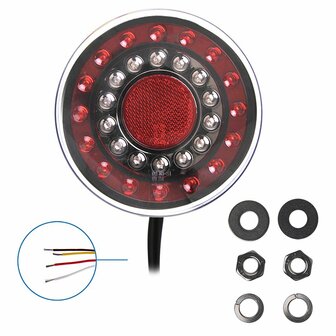 Rear light 12/24V 4 functions 125mm LED