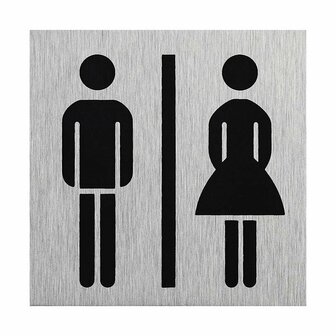 Aluminum door sign pictogram man/woman 60x60mm