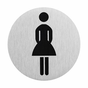 Aluminium door sign pictogram ladies WC dia 75mm