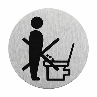 Aluminium door sign pictogram reference WC dia 75mm