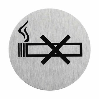 Aluminium door sign pictogram smoking prohibited dia 75mm