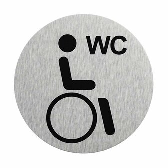 Aluminium door sign pictogram disabled toilet dia 75mm