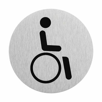 Aluminium door sign pictogram wheelchair driver dia 75mm