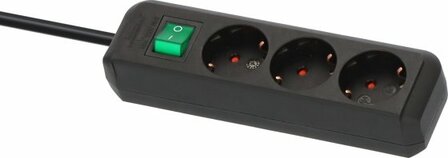 extension lead with switch 3-way black 5m H05VV-F 3G1,5