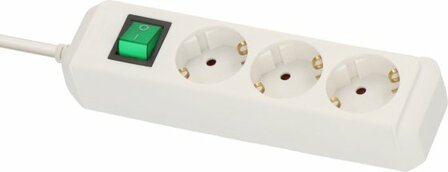 extension lead with switch 3-way white 5m H05VV-F 3G1,5