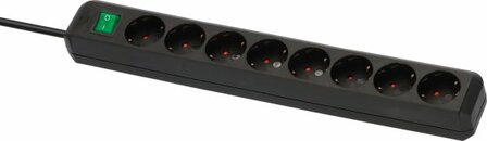 extension lead with switch 8-way black 3m H05VV-F 3G1,5