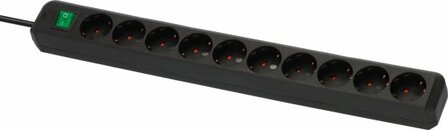 extension lead with switch 10-way black 3m H05VV-F 3G1,5