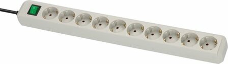 extension lead with switch 10-way light grey 3m H05VV-F 3G1,5