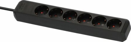 extension lead 6-way black 1,5m H05VV-F 3G1,5